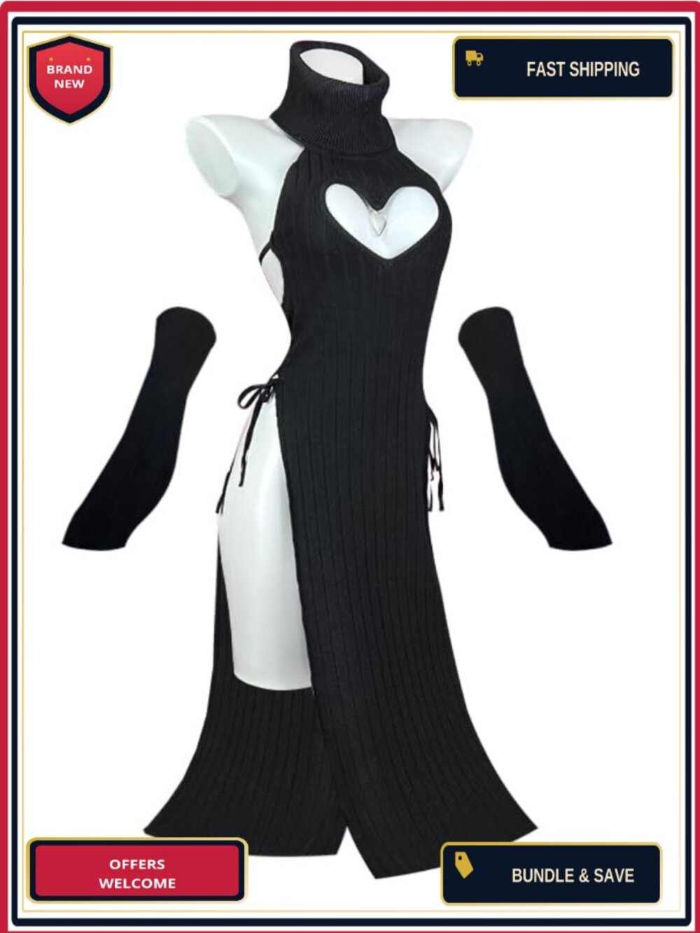 Cheongsam Sweater Dress Cosplay Lingerie Set with Sleeves